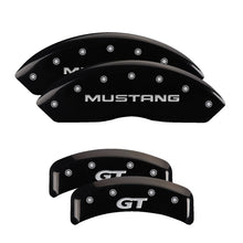 Load image into Gallery viewer, MGP Caliper Covers 10095SMG1BK Set of 4: Black finish, Silver Mustang /GT (SN95)
