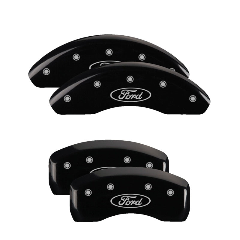 MGP Caliper Covers 10106SFRDBK Set of 4: Black finish, Silver Ford Oval Logo