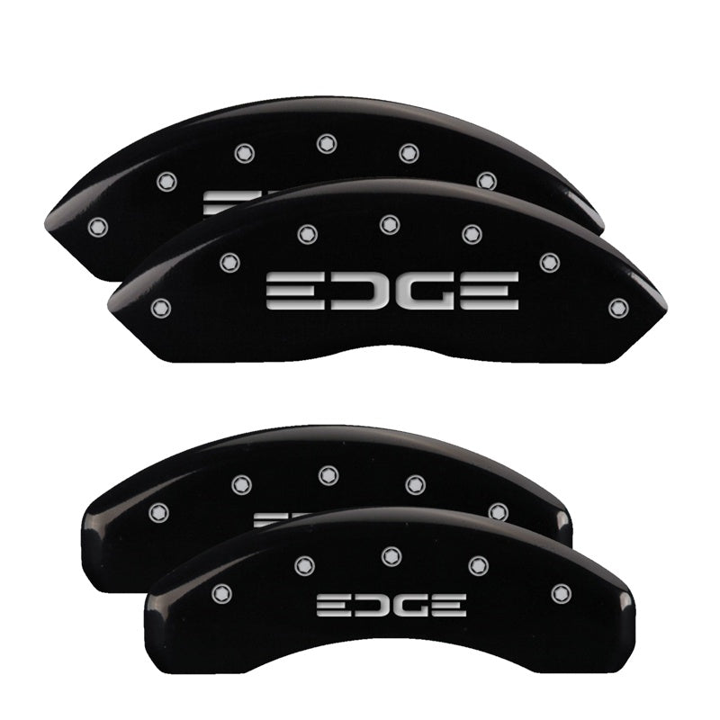 MGP Caliper Covers 10119SEDGBK Set of 4: Black finish, Silver Edge