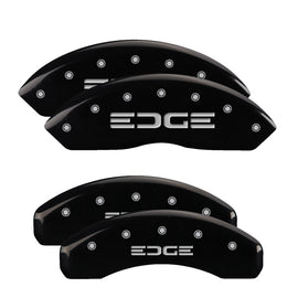 MGP Caliper Covers 10119SEDGBK Set of 4: Black finish, Silver Edge