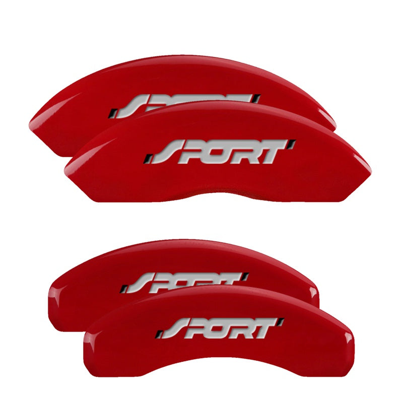 MGP Caliper Covers 10119SSP1RD Set of 4: Red finish, Silver Sport (Bold, No Bolts)