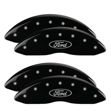 Load image into Gallery viewer, MGP Caliper Covers 10120SFRDBK Set of 4: Black finish, Silver Ford Oval Logo