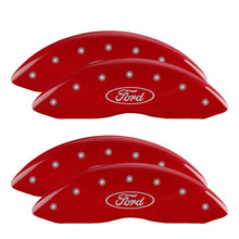 Load image into Gallery viewer, MGP Caliper Covers 10120SFRDRD Set of 4: Red finish, Silver Ford Oval Logo