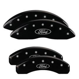 MGP Caliper Covers 10128SFRDBK Set of 4: Black finish, Silver Ford Oval Logo