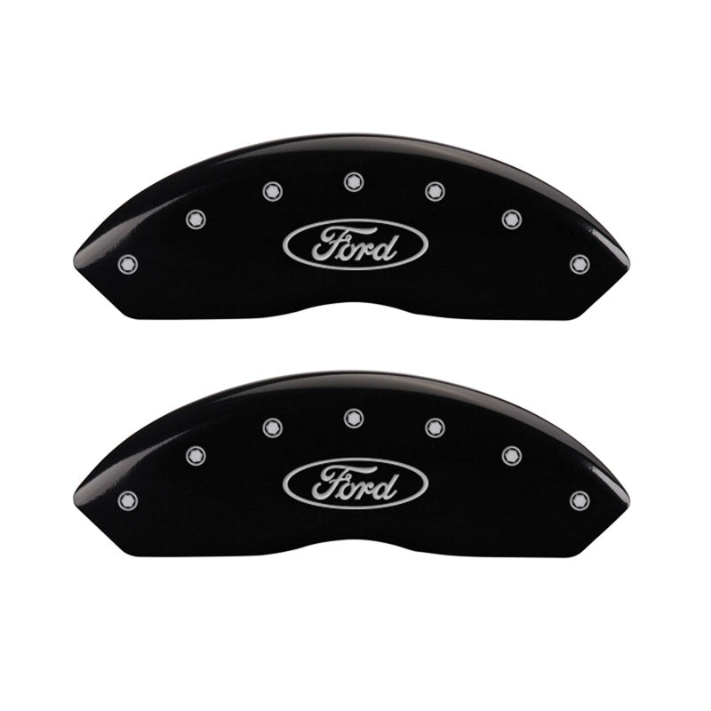 MGP Caliper Covers 10155FFRDBK Front Set of 2: Black finish, Silver Ford Oval Logo