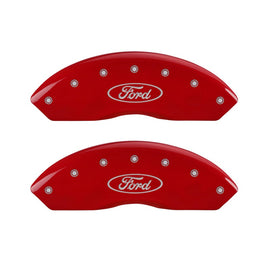 MGP Caliper Covers 10155FFRDRD Front Set of 2: Red finish, Silver Ford Oval Logo