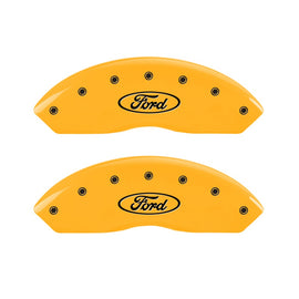 MGP Caliper Covers 10155FFRDYL Front Set of 2: Yellow finish, Black Ford Oval Logo