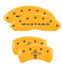 Load image into Gallery viewer, MGP Caliper Covers 10197SMB1YL Set of 4: Yellow finish, Black Mustang / Bar &amp; Pony (S197)