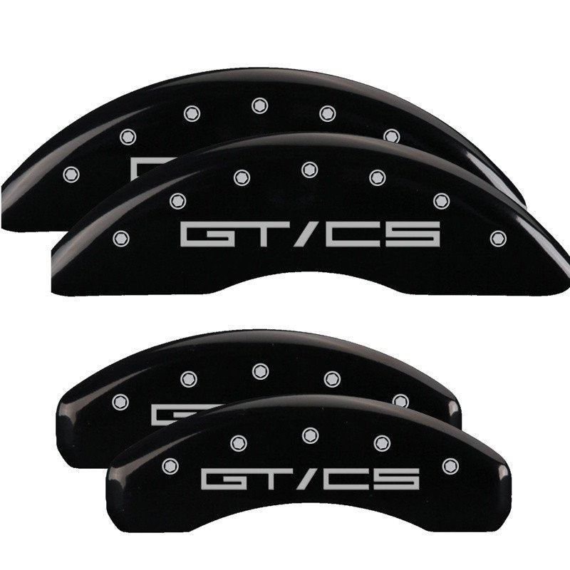 MGP Caliper Covers 10200SGTCBK Set of 4: Black finish, Silver Mustang GT/CS