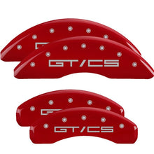 Load image into Gallery viewer, MGP Caliper Covers 10200SGTCRD Set of 4: Red finish, Silver Mustang GT/CS