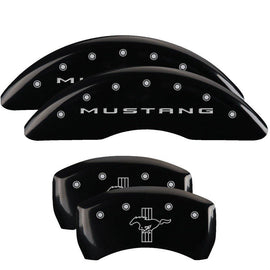 MGP Caliper Covers 10200SMB2BK Set of 4: Black finish, Silver Mustang / Bar & Pony (2015)