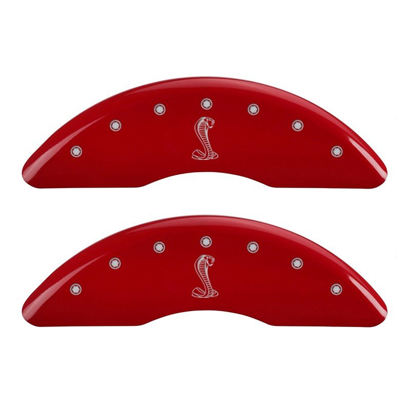 MGP Caliper Covers 10200SSNKRD Set of 4: Red finish, Silver Tiffany Snake Logo