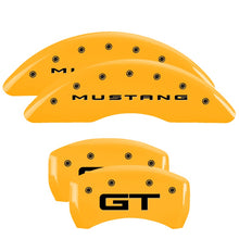 Load image into Gallery viewer, MGP Caliper Covers 10200S2MGYL Set of 4: Yellow finish, Black Mustang / GT (2015)