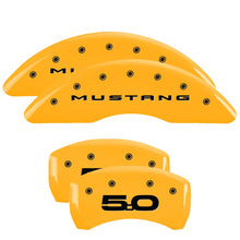 Load image into Gallery viewer, MGP Caliper Covers 10200SM52YL Set of 4: Yellow finish, Black Mustang / 5.0 (2015)