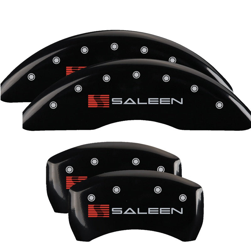 MGP Caliper Covers 10200SSLNBK Set of 4: Black finish, Silver Saleen