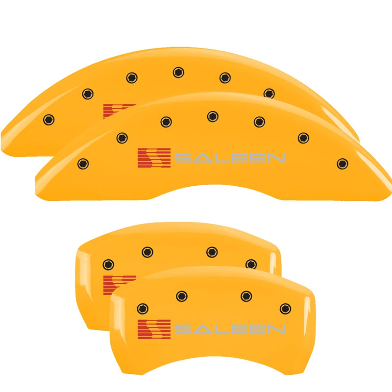 MGP Caliper Covers 10200SSLNYL Set of 4: Yellow finish, Black Saleen