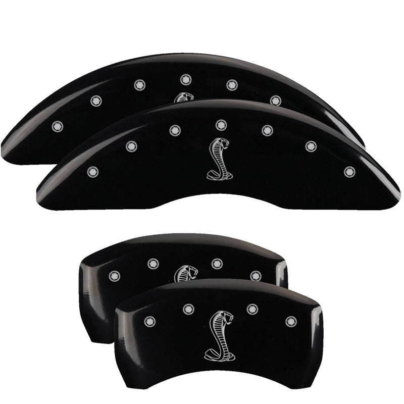 MGP Caliper Covers 10200SSNKBK Set of 4: Black finish, Silver Tiffany Snake Logo