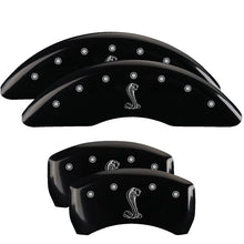 Load image into Gallery viewer, MGP Caliper Covers 10200SSNKBK Set of 4: Black finish, Silver Tiffany Snake Logo