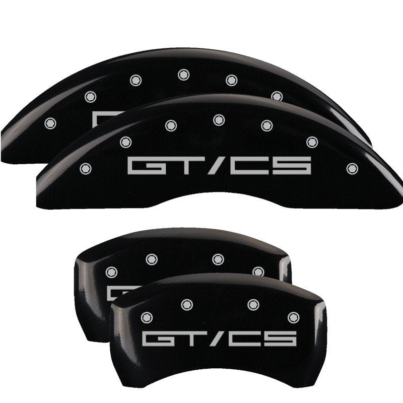 MGP Caliper Covers 10201SGTCBK Set of 4: Black finish, Silver Mustang GT/CS