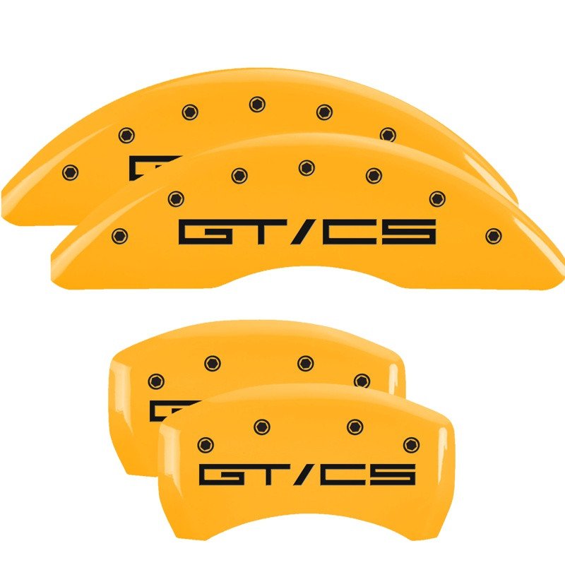 MGP Caliper Covers 10201SGTCYL Set of 4: Yellow finish, Black Mustang GT/CS