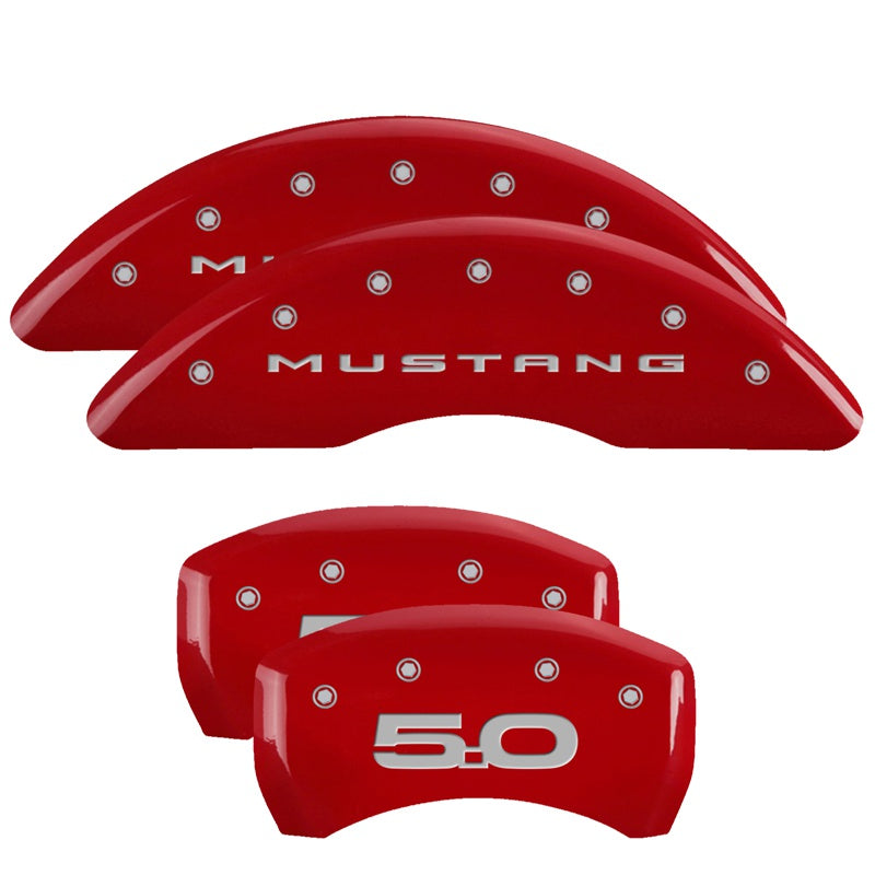 MGP Caliper Covers 10201SM52RD Set of 4: Red finish, Silver Mustang / 5.0 (2015)