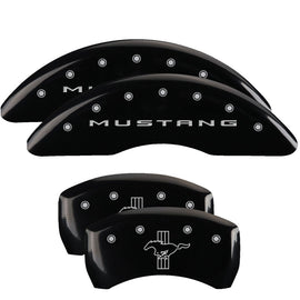 MGP Caliper Covers 10201SMB2BK Set of 4: Black finish, Silver Mustang / Bar & Pony (2015)