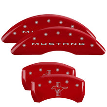 Load image into Gallery viewer, MGP Caliper Covers 10201SMB2RD Set of 4: Red finish, Silver Mustang / Bar &amp; Pony (2015)