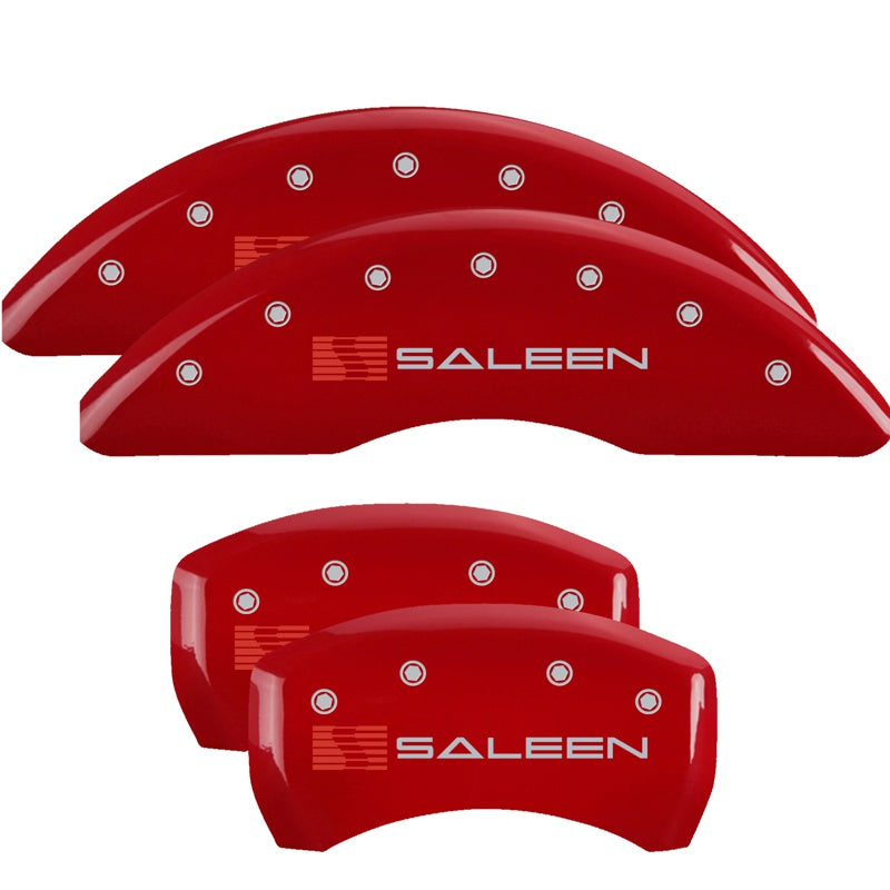 MGP Caliper Covers 10201SSLNRD Set of 4: Red finish, Silver Saleen