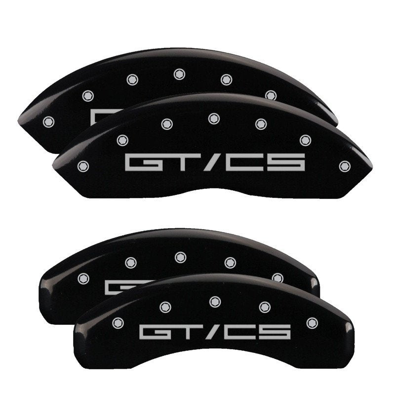 MGP Caliper Covers 10202SGTCBK Set of 4: Black finish, Silver Mustang GT/CS