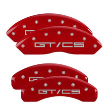 Load image into Gallery viewer, MGP Caliper Covers 10202SGTCRD Set of 4: Red finish, Silver Mustang GT/CS