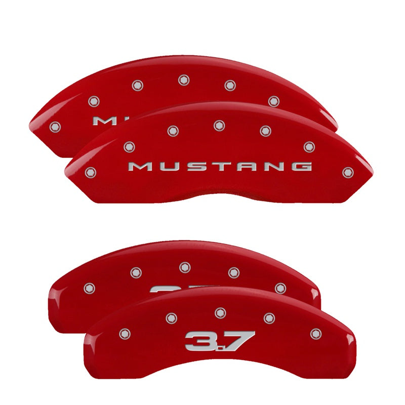 MGP Caliper Covers 10202SM32RD Set of 4: Red finish, Silver Mustang (2015) / 3.7