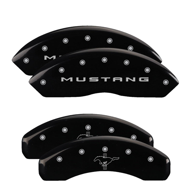 MGP Caliper Covers 10202SMB2BK Set of 4: Black finish, Silver Mustang / Bar & Pony (2015)