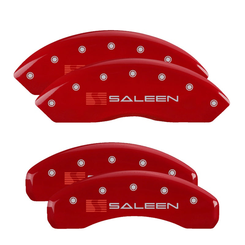 MGP Caliper Covers 10202SSLNRD Set of 4: Red finish, Silver Saleen