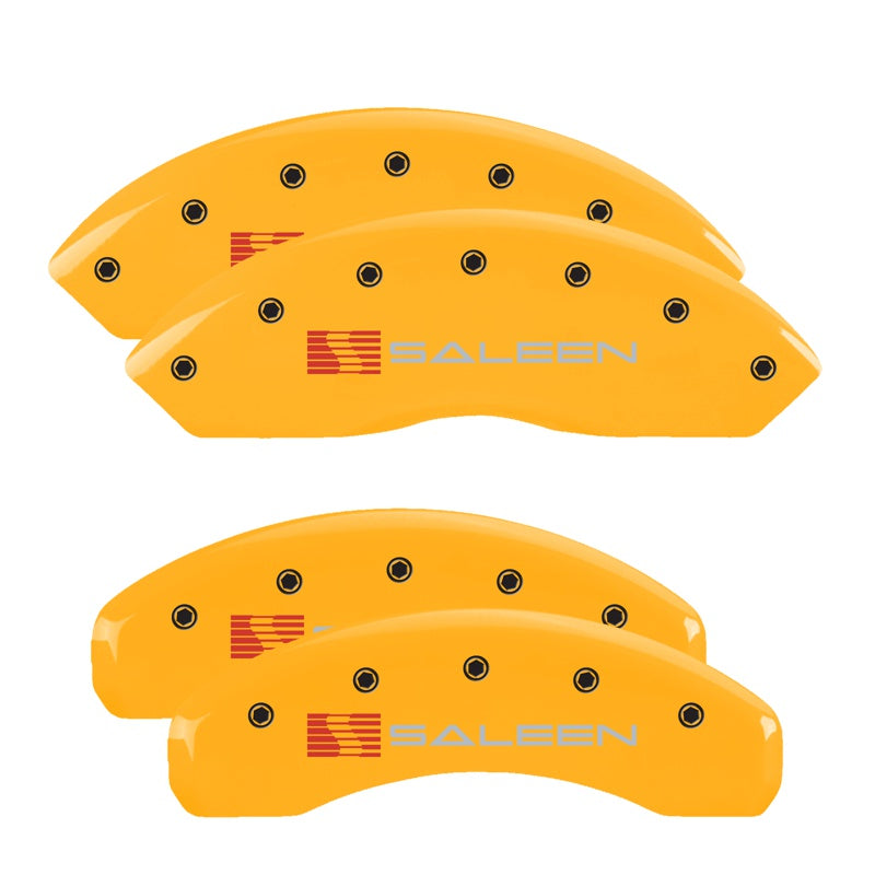 MGP Caliper Covers 10202SSLNYL Set of 4: Yellow finish, Black Saleen