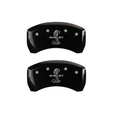 Load image into Gallery viewer, MGP Caliper Covers 10203RSBYBK Rear Set of 2: Black finish, Silver Shelby / Tiffany Snake Engraving