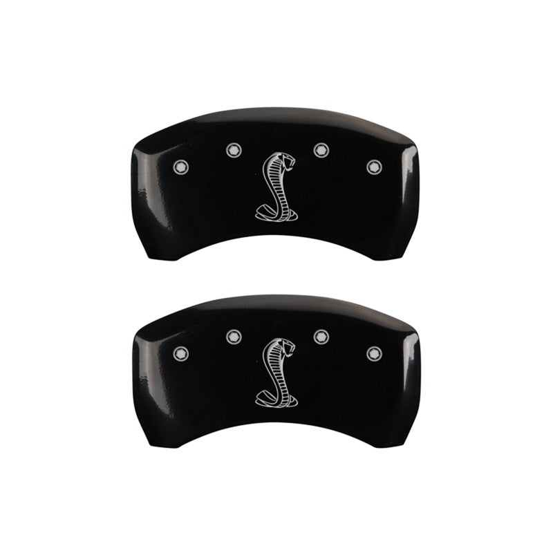 MGP Caliper Covers 10203RSNKBK Rear Set of 2: Black finish, Silver Tiffany Snake Logo