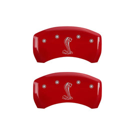 MGP Caliper Covers 10203RSNKRD Rear Set of 2: Red finish, Silver Tiffany Snake Logo