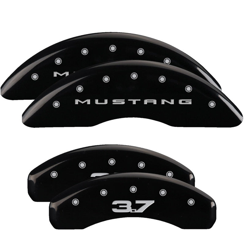 MGP Caliper Covers 10204SM32BK Set of 4: Black finish, Silver Mustang (2015) / 3.7