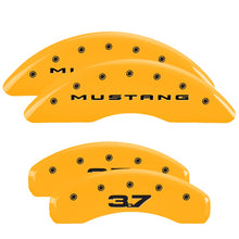 Load image into Gallery viewer, MGP Caliper Covers 10204SM32YL Set of 4: Yellow finish, Black Mustang (2015) / 3.7