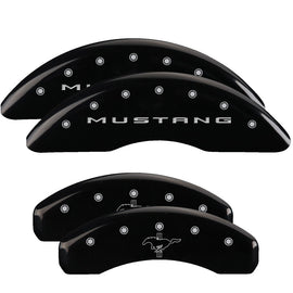 MGP Caliper Covers 10204SMB2BK Set of 4: Black finish, Silver Mustang / Bar & Pony (2015)