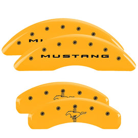 MGP Caliper Covers 10204SMB2YL Set of 4: Yellow finish, Black Mustang / Bar & Pony (2015)