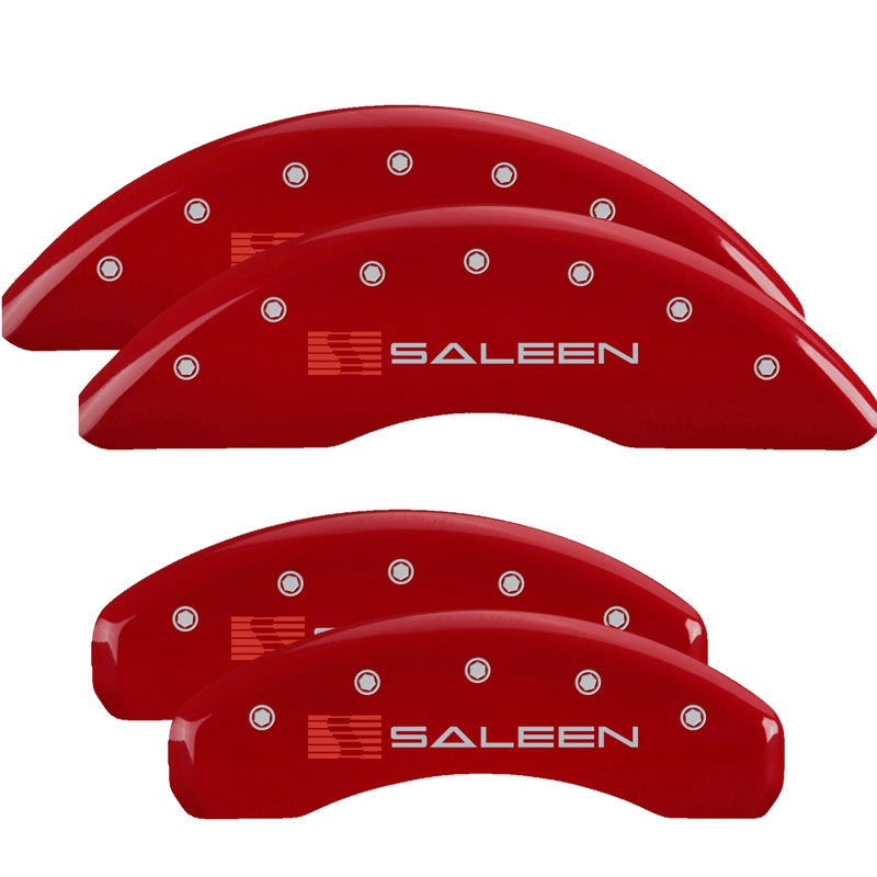 MGP Caliper Covers 10204SSLNRD Set of 4: Red finish, Silver Saleen