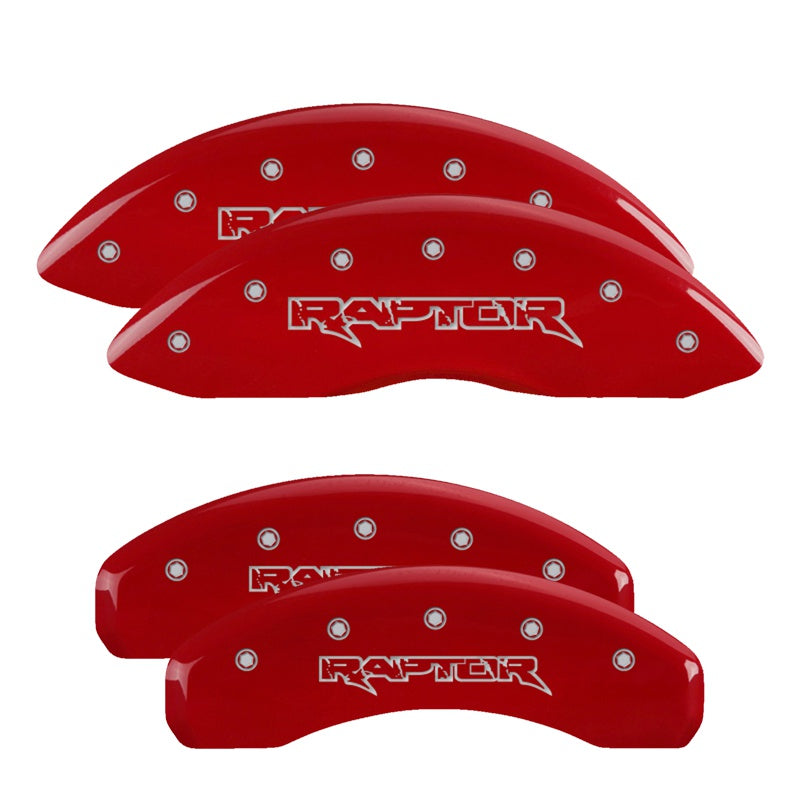 MGP Caliper Covers 10213SRPTRD Set of 4: Red finish, Silver Raptor