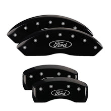 Load image into Gallery viewer, MGP Caliper Covers 10220SFRDBK Set of 4: Black finish, Silver Ford Oval Logo