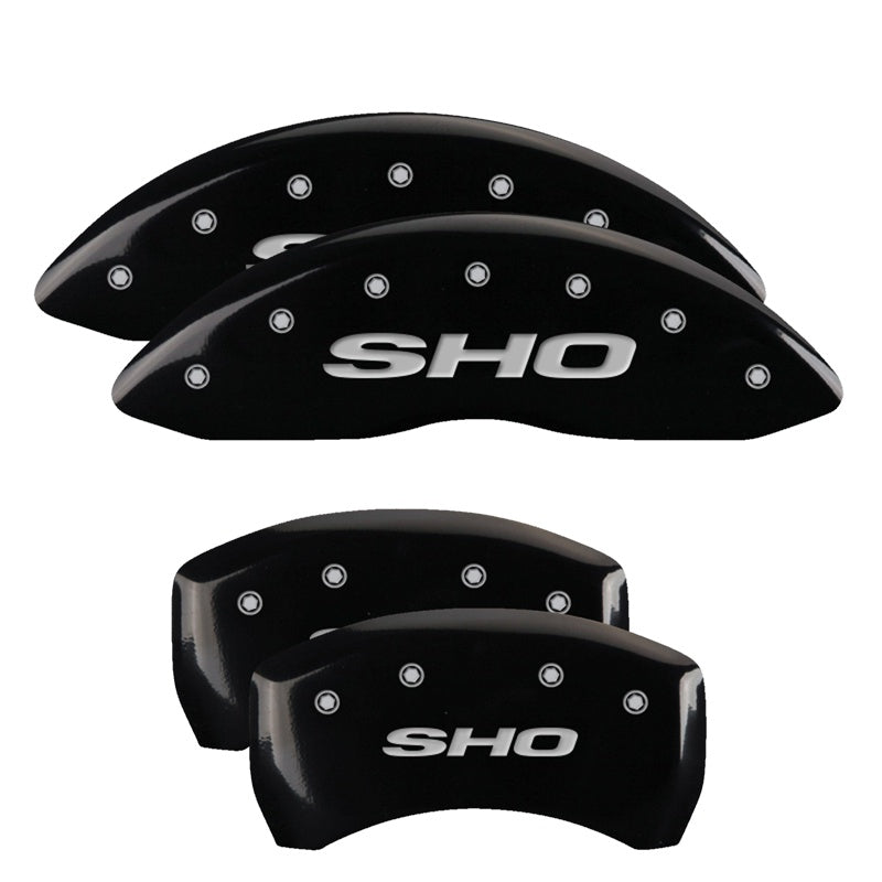 MGP Caliper Covers 10222SSHOBK Set of 4: Black finish, Silver SHO