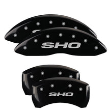 Load image into Gallery viewer, MGP Caliper Covers 10222SSHOBK Set of 4: Black finish, Silver SHO