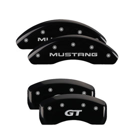 MGP Caliper Covers 10224SMG1BK Set of 4: Black finish, Silver Mustang /GT (SN95)