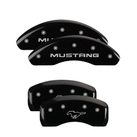 MGP Caliper Covers 10224SMPYBK Set of 4: Black finish, Silver Mustang / Pony Logo