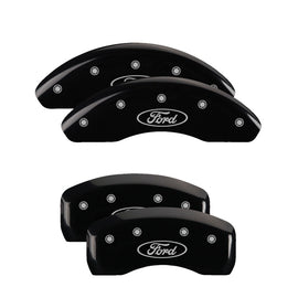 MGP Caliper Covers 10225SFRDBK Set of 4: Black finish, Silver Ford Oval Logo
