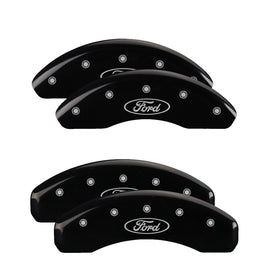 MGP Caliper Covers 10227SFRDBK Set of 4: Black finish, Silver Ford Oval Logo